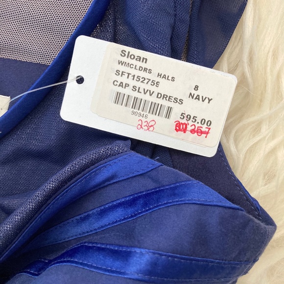 HALSTON Heritage Cap Sleeve Scoop-Neck Satin Dress - Picture 8 of 8